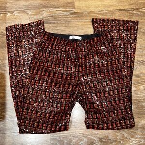 Zara Sequin Pants - Large - Red, Orange, Black